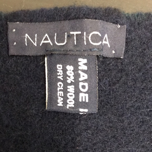 Nautica wool blend scotch plaid reversible green navy scarf, Italy. Perfect - Picture 6 of 10